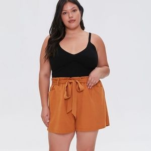 F21 Plus Women's Relaxed Tie Belt Shorts